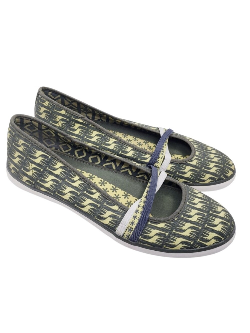 Keds Green & Yellow Giraffe Print Mary Jane Slip On Flats Women's Size 9